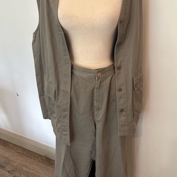 Elizabeth by Liz Claiborne 2 piece pant vest set Khaki Cotton SZ 18 - Picture 5 of 13